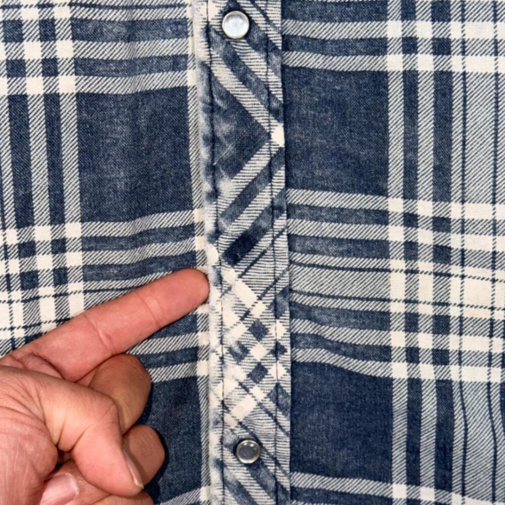 Wrangler Mens Quilted Lined Flannel Shirt Jacket XXL Blue Plaid Western Vintage - Picture 5 of 8
